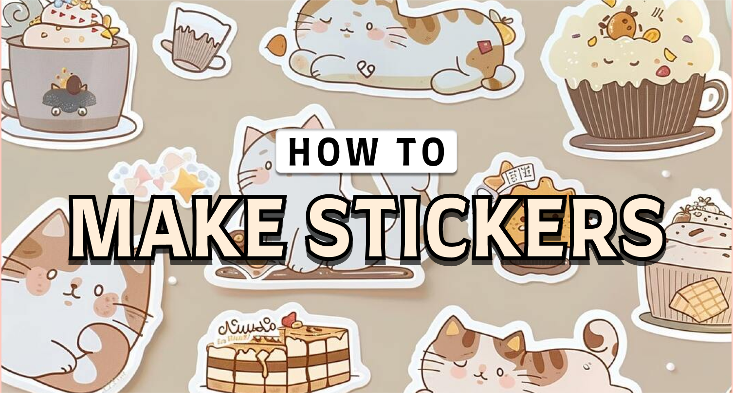 A background-removed illustrations of a animated items with white border, ready to be printed or used as a custom sticker and text how to make stickers.